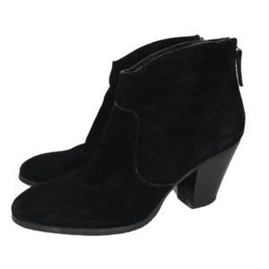 Tesori Black Suede Ankle Block Heel Casual Career Office Shoes Booties 7